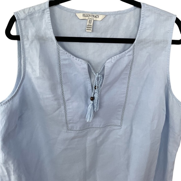 Ellen Tracy Linen Blend Sleeveless Blouse 1X - Picture 2 of 6